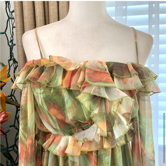 ❌SOLD❌ ZARA Ruffle Printed Tulle Dress - Picture 8 of 9